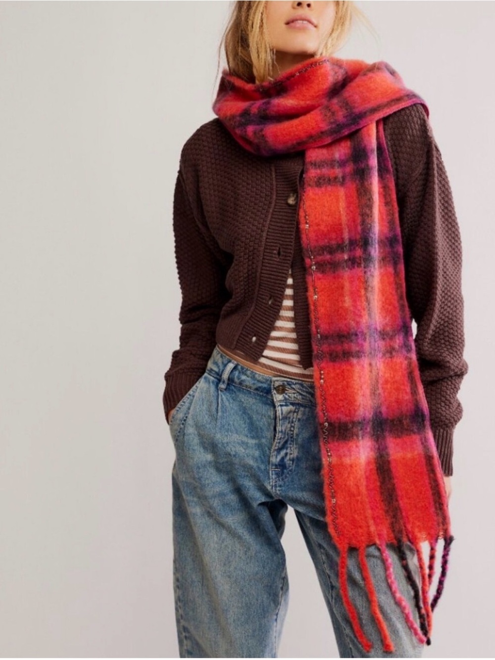 NWT Free People Highland Plaid Scarf